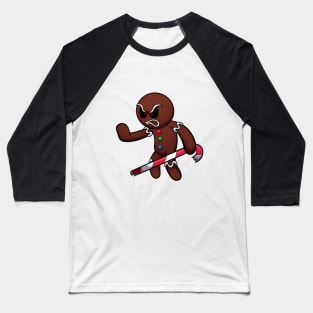 Evil Gingerbread Man Ready For Battle Baseball T-Shirt